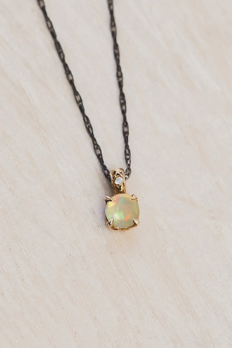Solid Gold Opal Necklace Lacee Alexandra