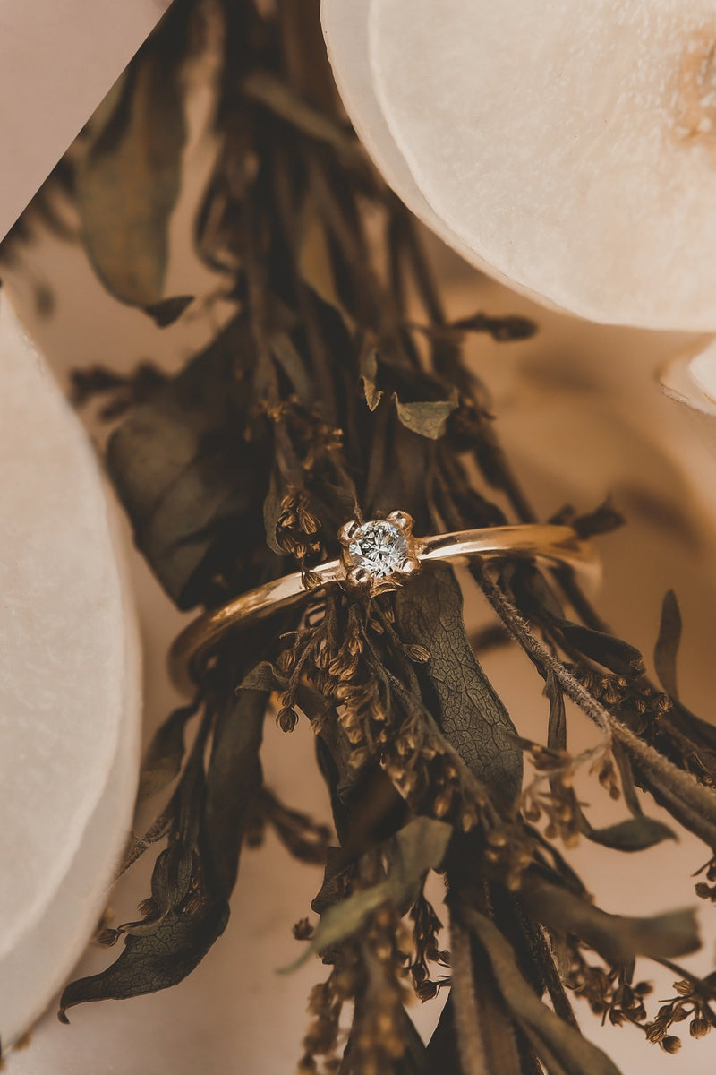 Solid Gold Salt and Pepper Diamond Solitaire Ring Lacee Alexandra