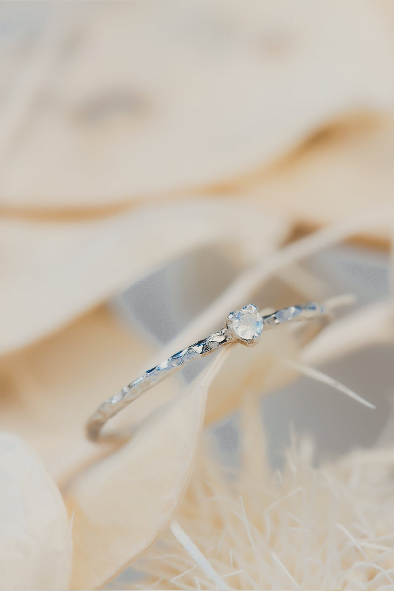 Sterling Silver Dainty Moonstone Ring - Main Image