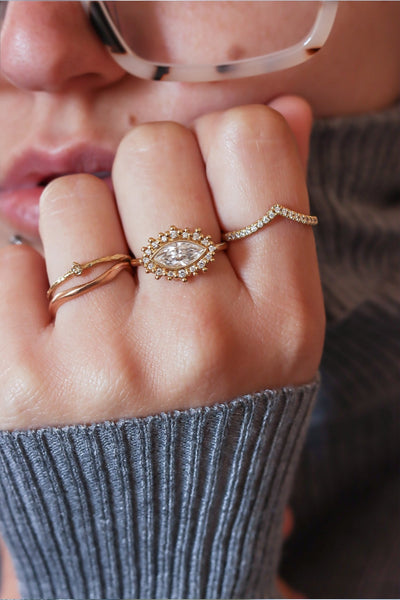 Casual Luxe Look - Cozy Sweater and Gold Stacking Rings