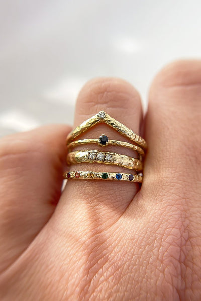 Edgy and Fun Solid Gold Ring Stack