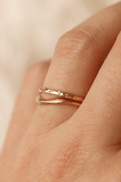 Favorite rings for everyday wear: Organic rose gold stacking ring duo