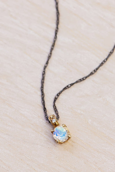 Moonstone Necklaces - Now with oxidized sterling silver chains!