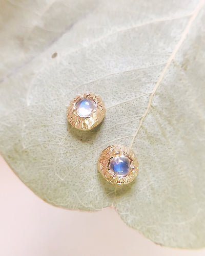 Ocean Inspired Moonstone Earrings in Solid Gold