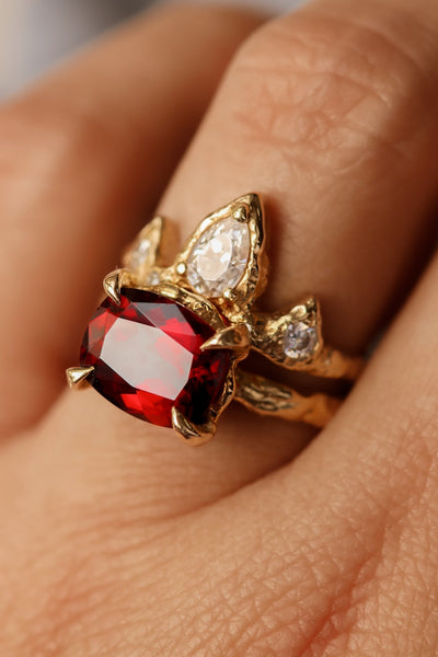Shades of Red and Gold: A Garnet Statement Ring Stack Built For A Queen