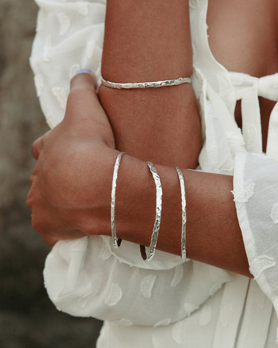 Sterling Silver Hammered Bangles, a jewelry staple