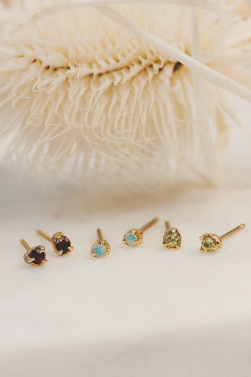 Solid 14k Gold Birthstone Studs