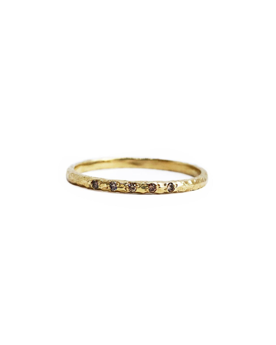 Solid Gold Textured Champagne Diamond Band – Lacee Alexandra