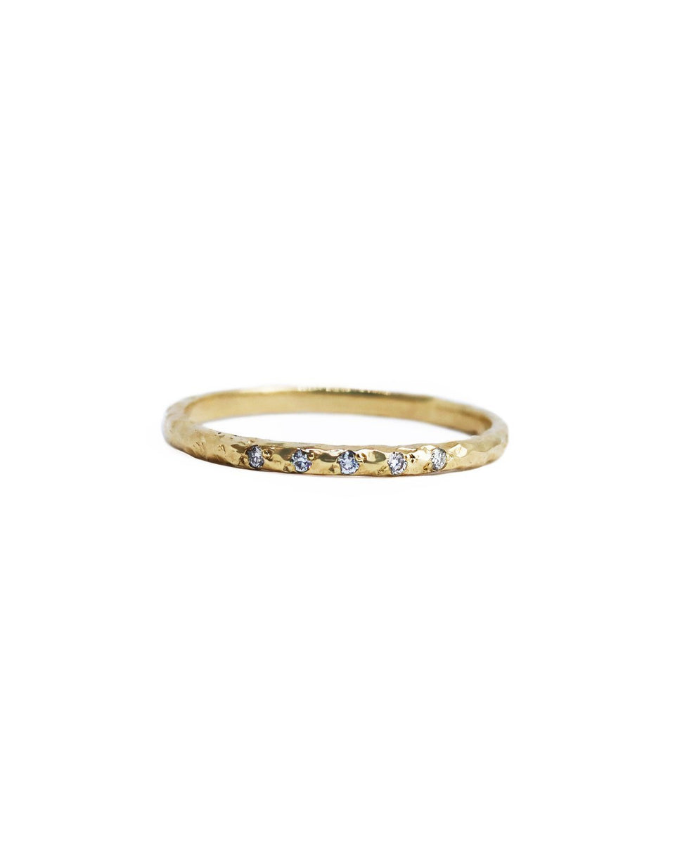 Solid Gold Textured Diamond Band – Lacee Alexandra