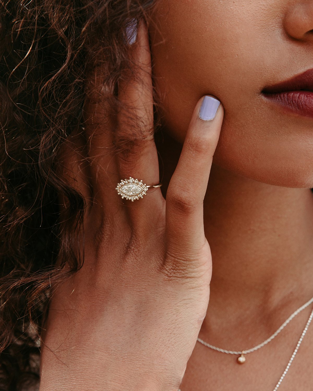 Sunburst marquise diamond ring Clearance